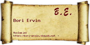 Bori Ervin névjegykártya